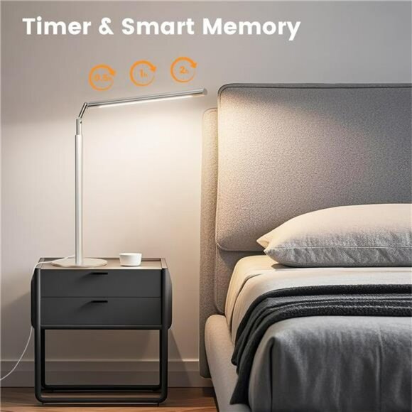 LED desk lamp metal foldable dimmable table light reading study office dorm - Picture 6 of 7